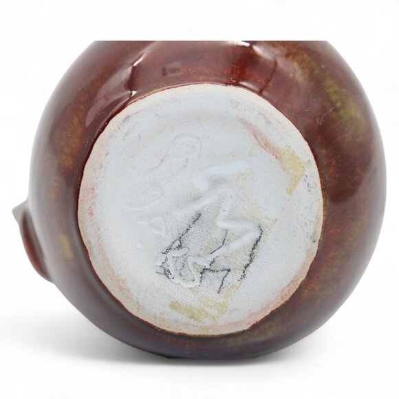 Vintage Ozarks Ceramic Pitcher With Dogwood Flower Design & Green/Brown Glaze Ho - Picture 4 of 7